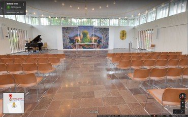 Indenfor i Bellahøj KIrke med Google view